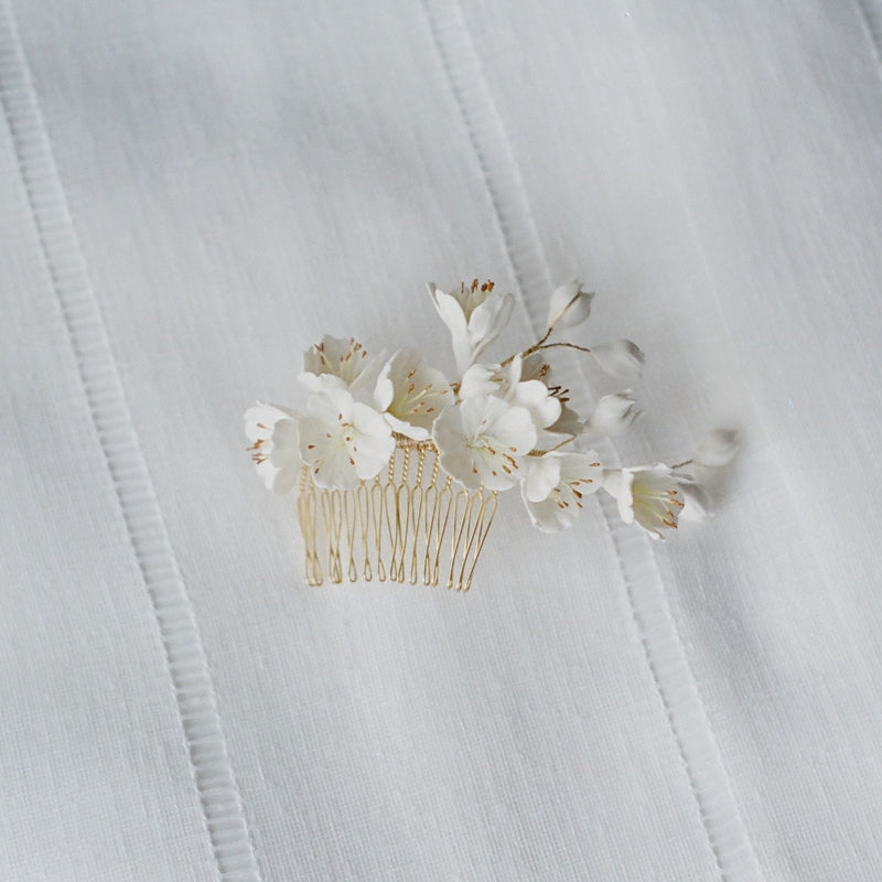 Bridal blossoms hair comb, bridal headpieces with clay flowers, FRISSON style 21041