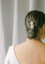 bridal hair pins whith brass and clay flowers, crystal and pearls, DOUCEUR style 21011