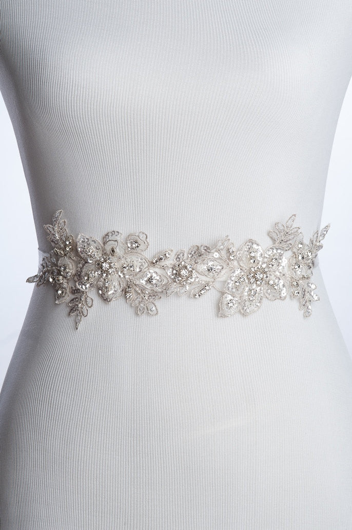 Kara beaded lace bridal sash lace wedding belt Bridal sash wedding Nestina Accessories