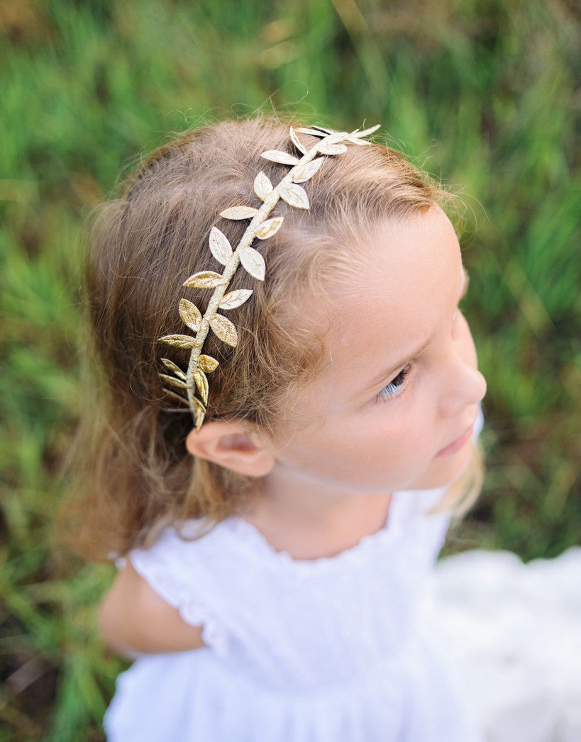 gold leaves headband