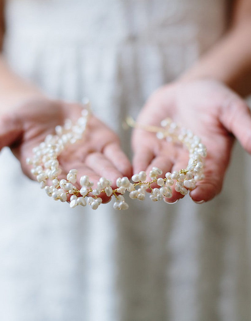 Classic freshwater pearls bridal headband - Leora - 150205