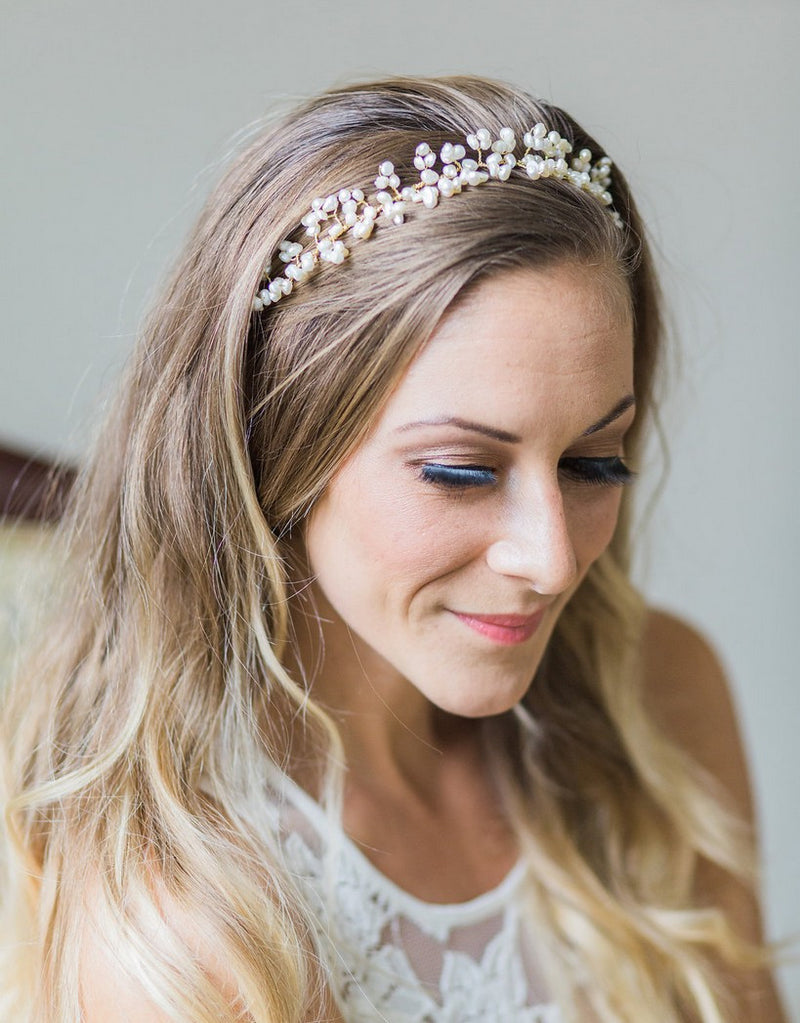 Classic freshwater pearls bridal headband - Leora - 150205